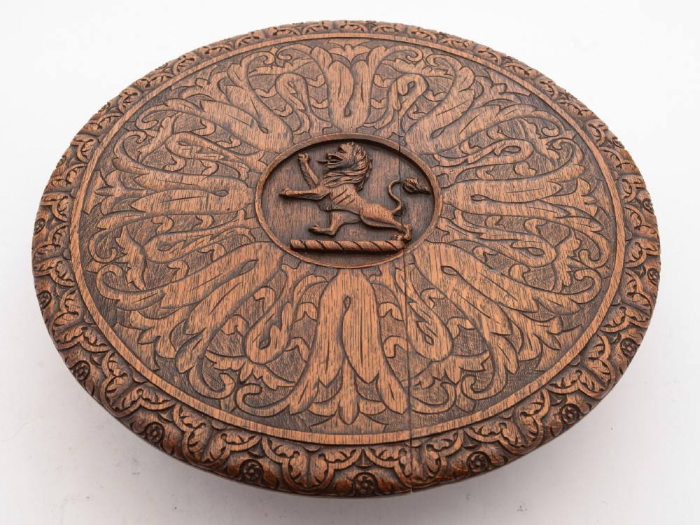 Stunning Victorian Carved Oak Lazy Susan, Circa 1890