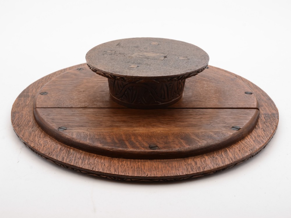 Stunning Victorian Carved Oak Lazy Susan, Circa 1890 View III