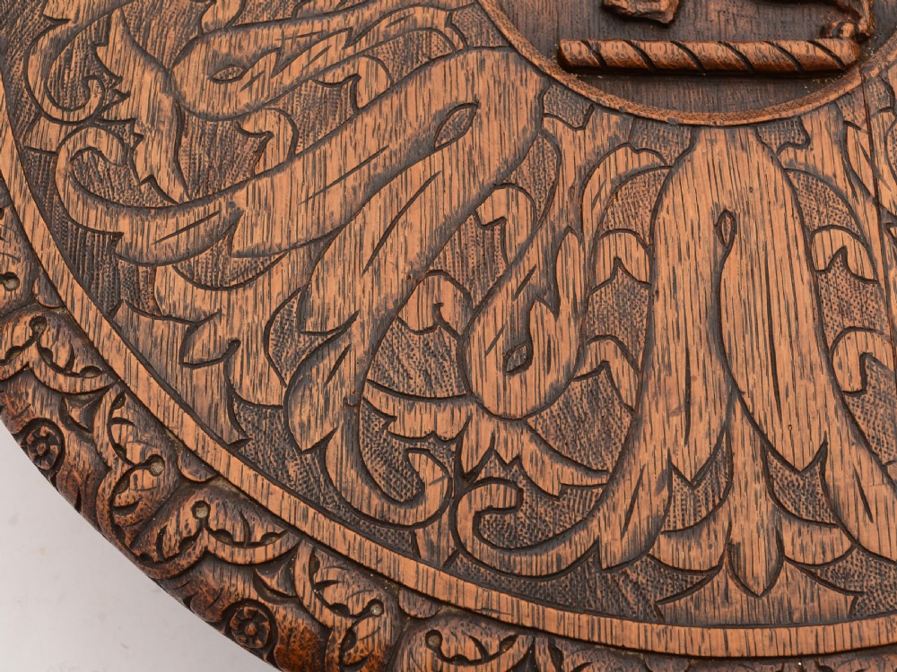 Stunning Victorian Carved Oak Lazy Susan, Circa 1890 View IV