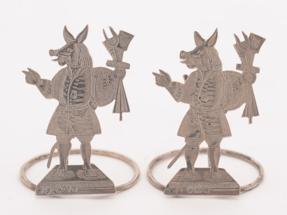 Unusual Pair of Victorian Silver Menu Holders, Sheffield 1898