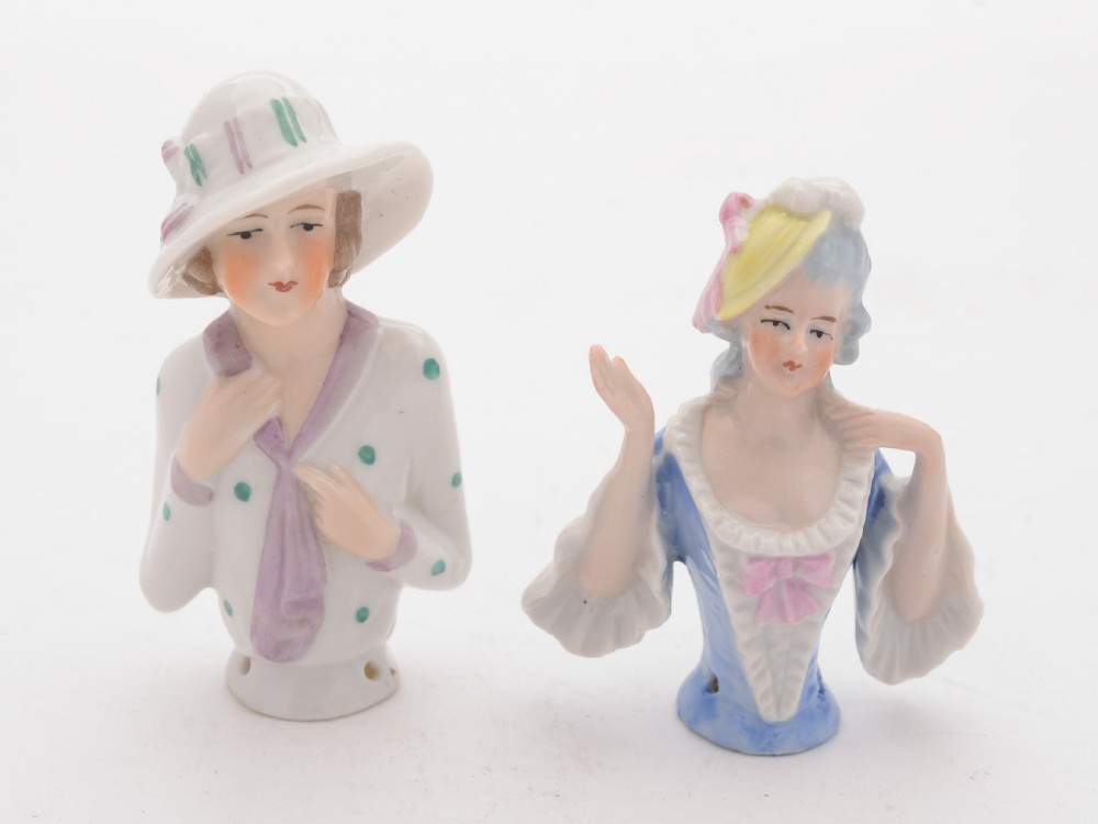 Nice Pair of German Porcelain Pin Dolls, Circa 1925