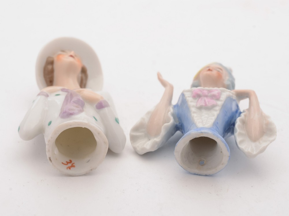 Nice Pair of German Porcelain Pin Dolls, Circa 1925 View III