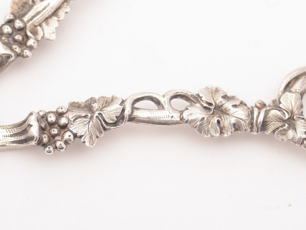 Unusual Victorian Silver Grape Scissors, London 1885 View III