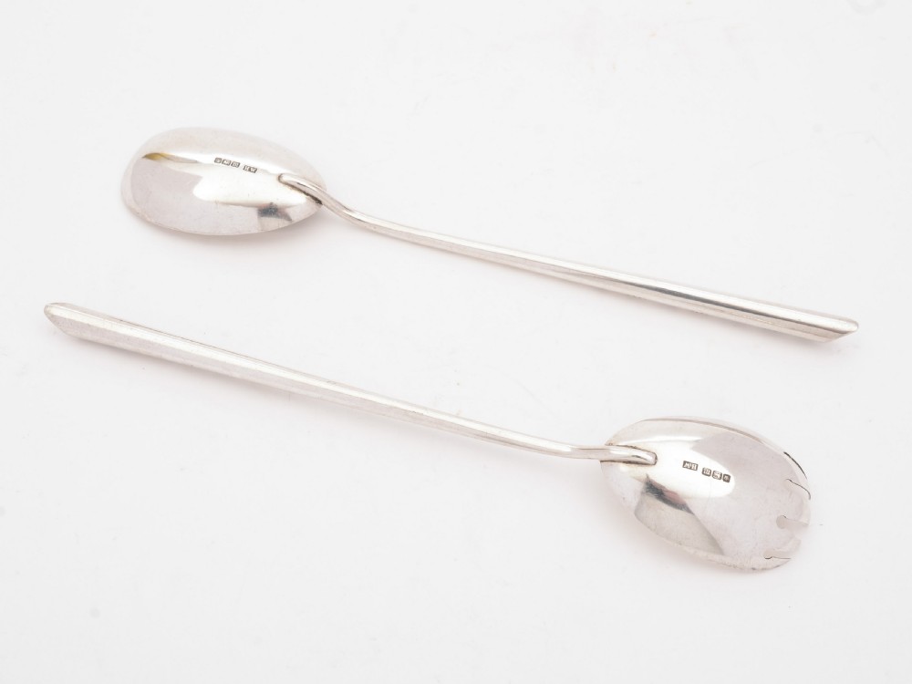 Lovely Edwardian Silver Salad Servers, Sheffield 1904 View II