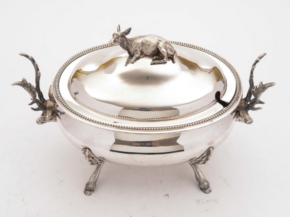 Stunning Victorian Silver Plated Stag Soup Tureen, Circa 1880 View II
