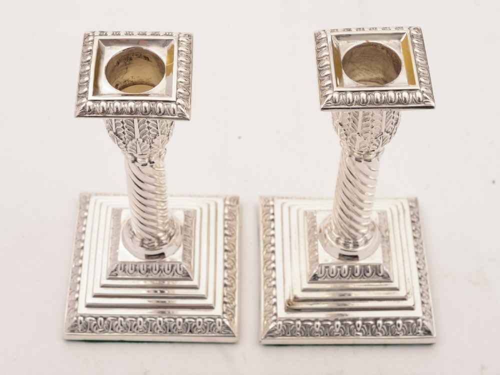 Nice Pair of Edwardian Silver Plated Candlesticks, Circa 1905 View III