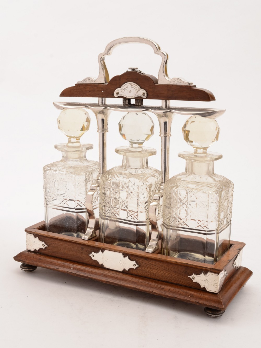 Grand Victorian 3 Bottle Tantalus, Circa 1890 View II