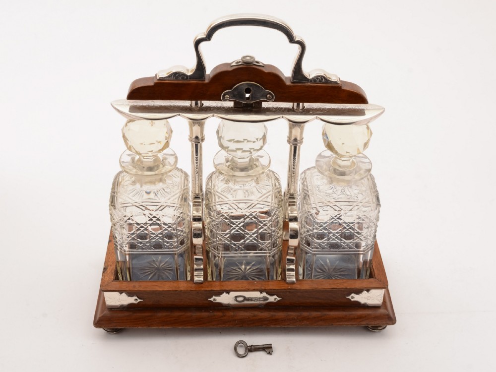 Grand Victorian 3 Bottle Tantalus, Circa 1890 View III