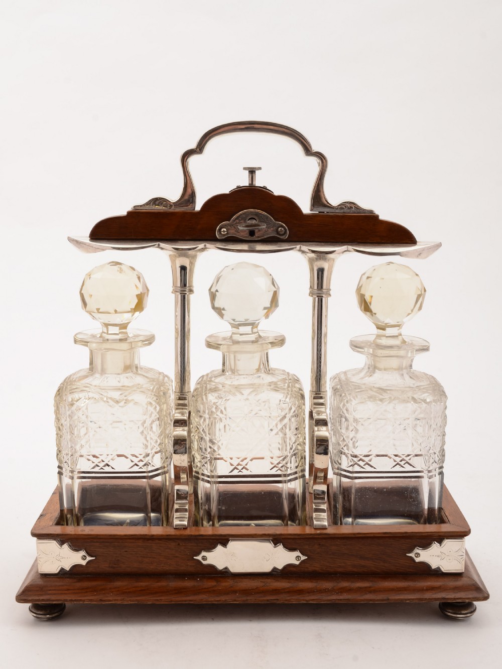 Grand Victorian 3 Bottle Tantalus, Circa 1890 View IV