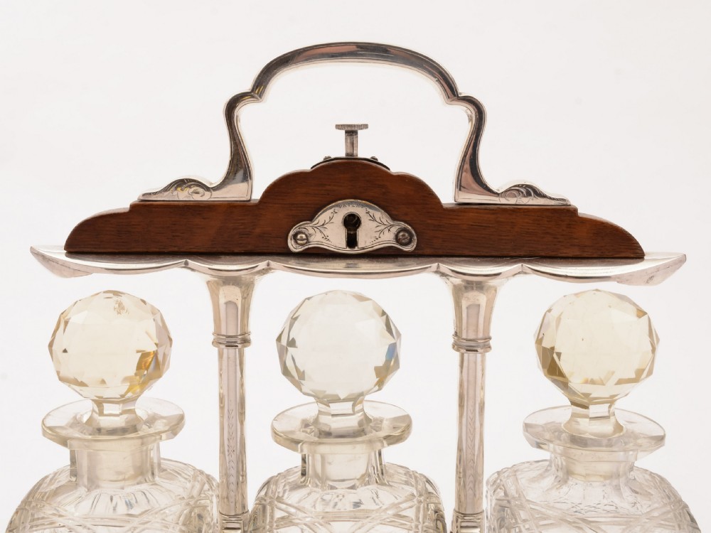 Grand Victorian 3 Bottle Tantalus, Circa 1890 View V