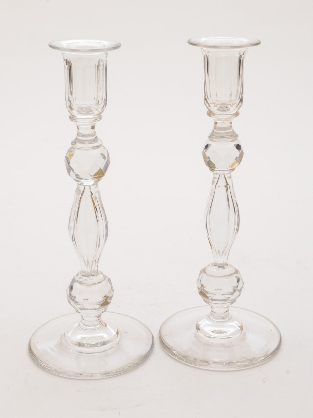 Wonderful Pair of Edwardian Glass Candlesticks, Circa 1905