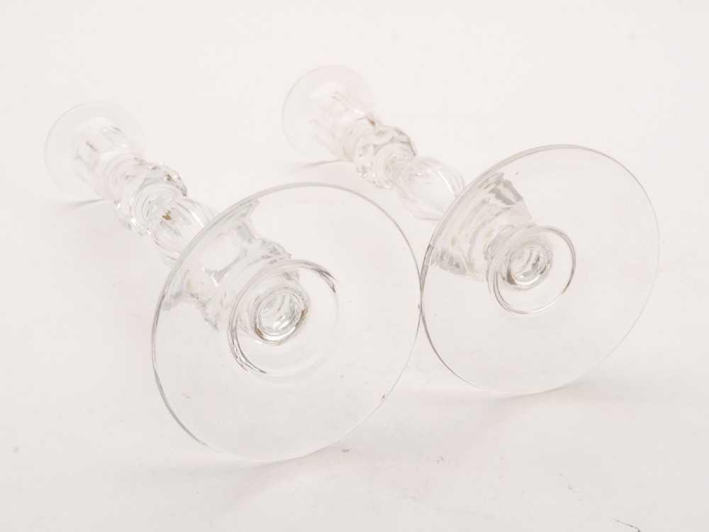 Wonderful Pair of Edwardian Glass Candlesticks, Circa 1905 View IV