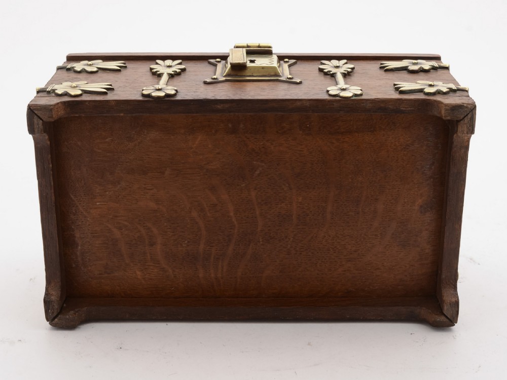 Stunning Victorian Oak and Brass Cigar Box, Circa 1890 View VI