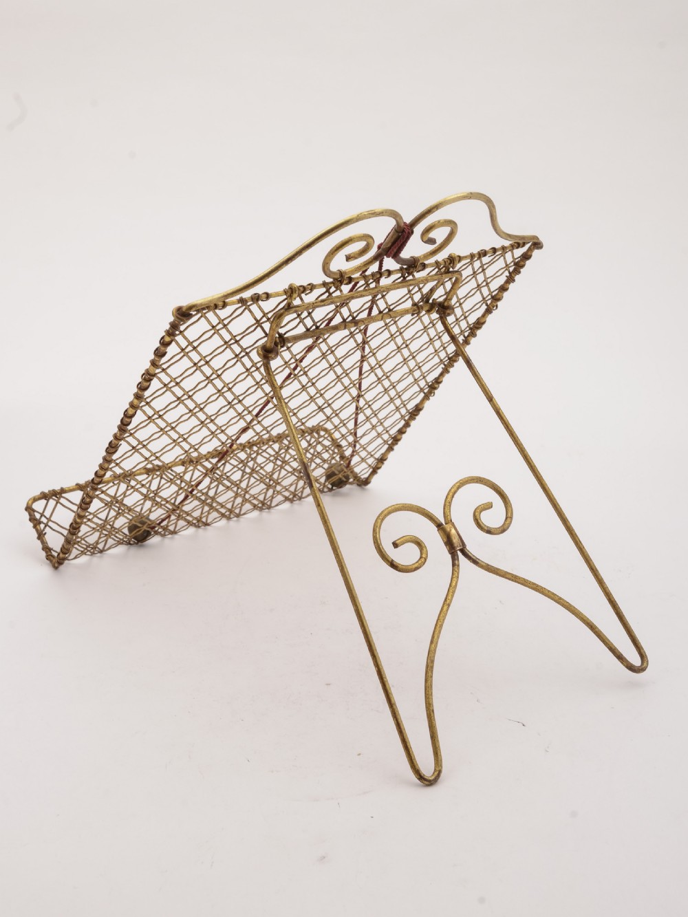 Nice Edwardian Brass Mesh Folding Book Stand, Circa 1905 View II