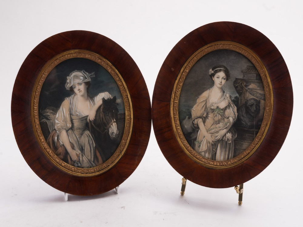 Fabulous Pair of Edwardian Oval Prints, Circa 1905