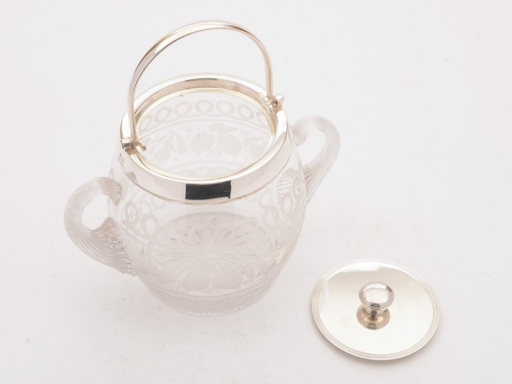 Lovely Victorian Trophy Style Glass Biscuit Box, Circa 1890 View II