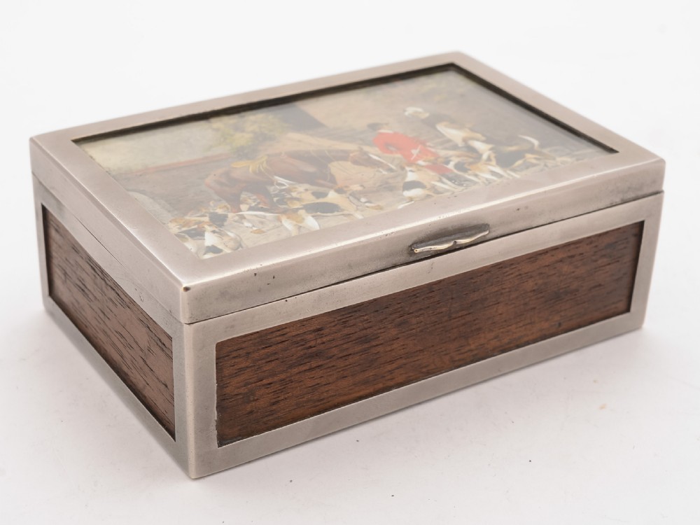 Superb Trinket Box with Hunting Scene, Circa 1920