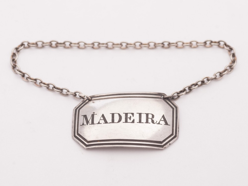 Nice Georgian Silver Madeira Decanter Label, 1825