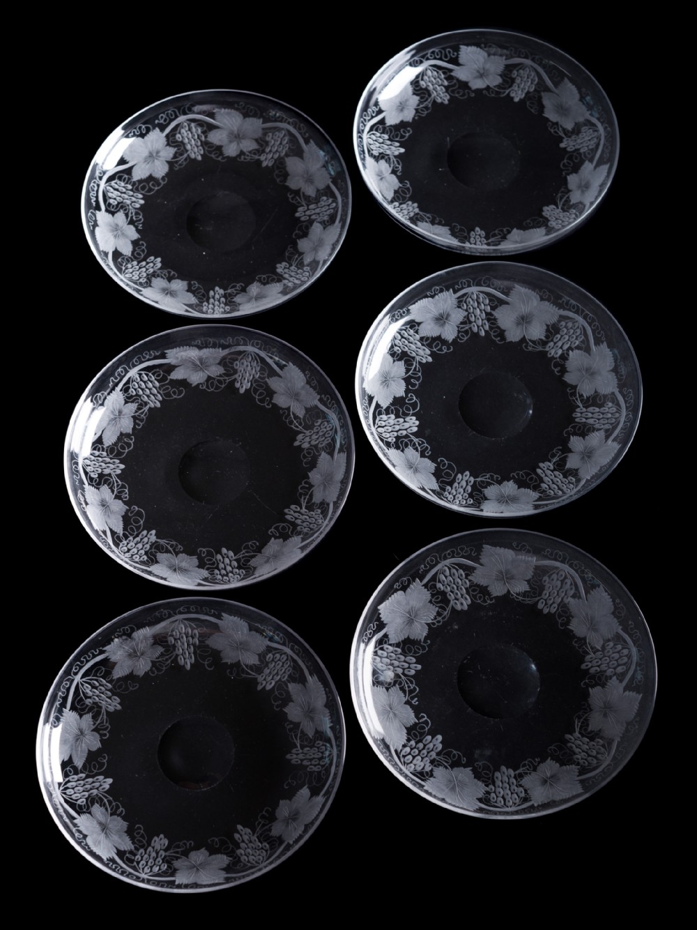 Gorgeous Set of 6 Glass Dessert Dishes, Circa 1905