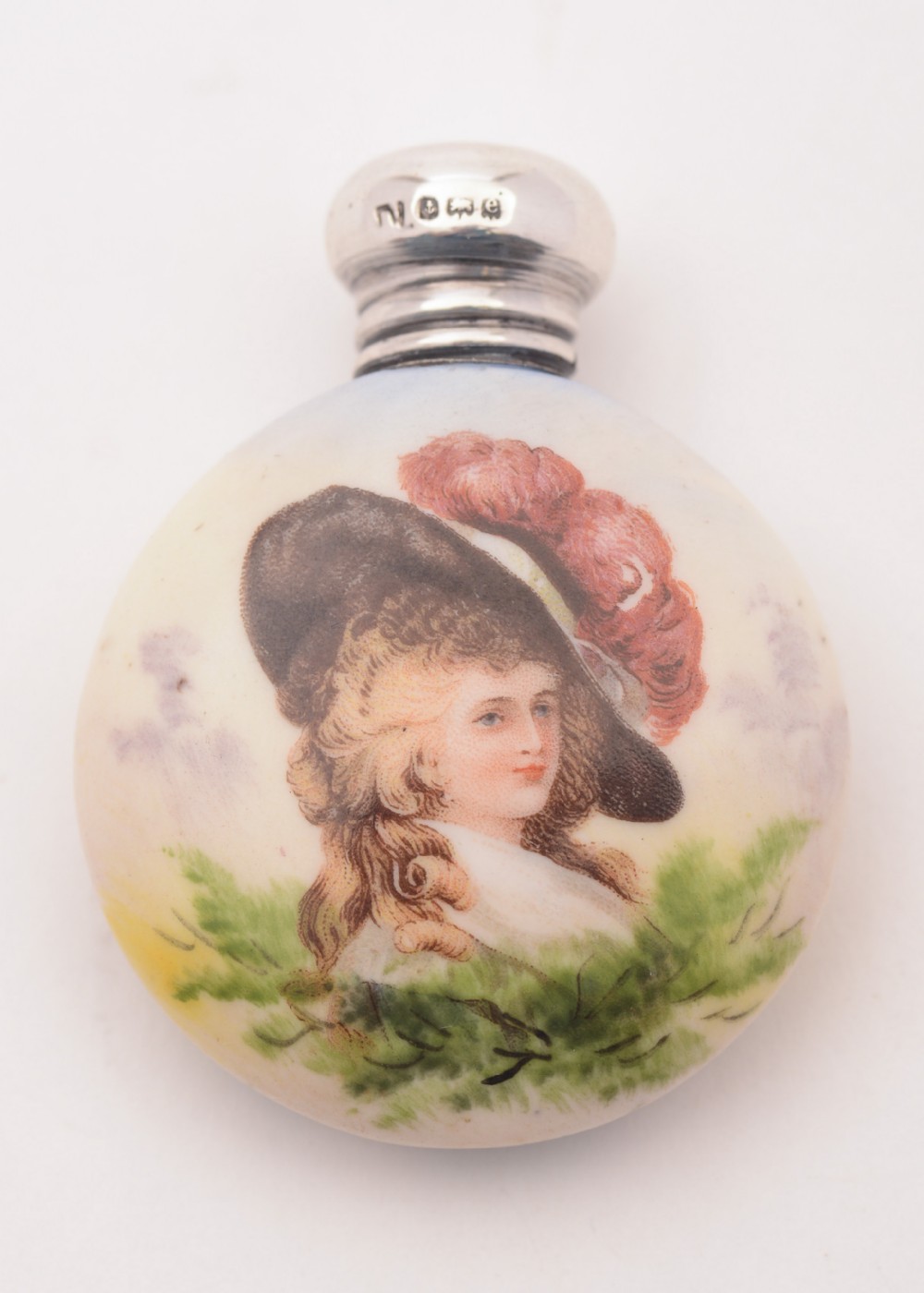 Gorgeous Edwardian China Scent Bottle, Birmingham 1904