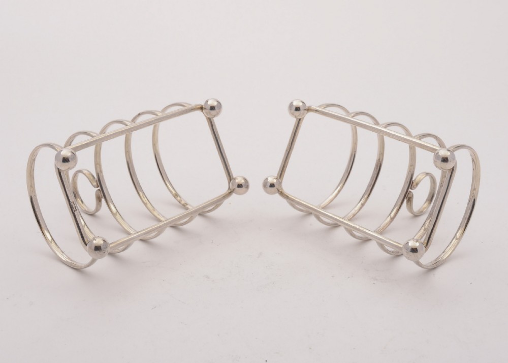 Gorgeous Pair of Silver Asprey Toast Racks, Birmingham 1937 View V