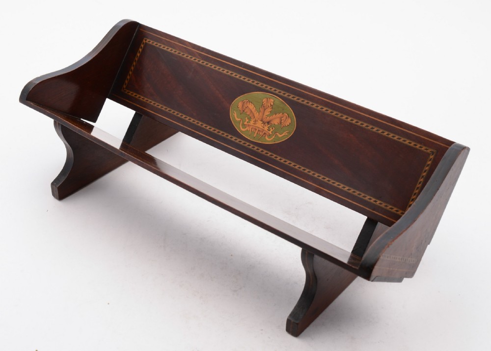 Wonderful Edwardian Mahogany Inlaid Book Trough, Circa 1905 View II