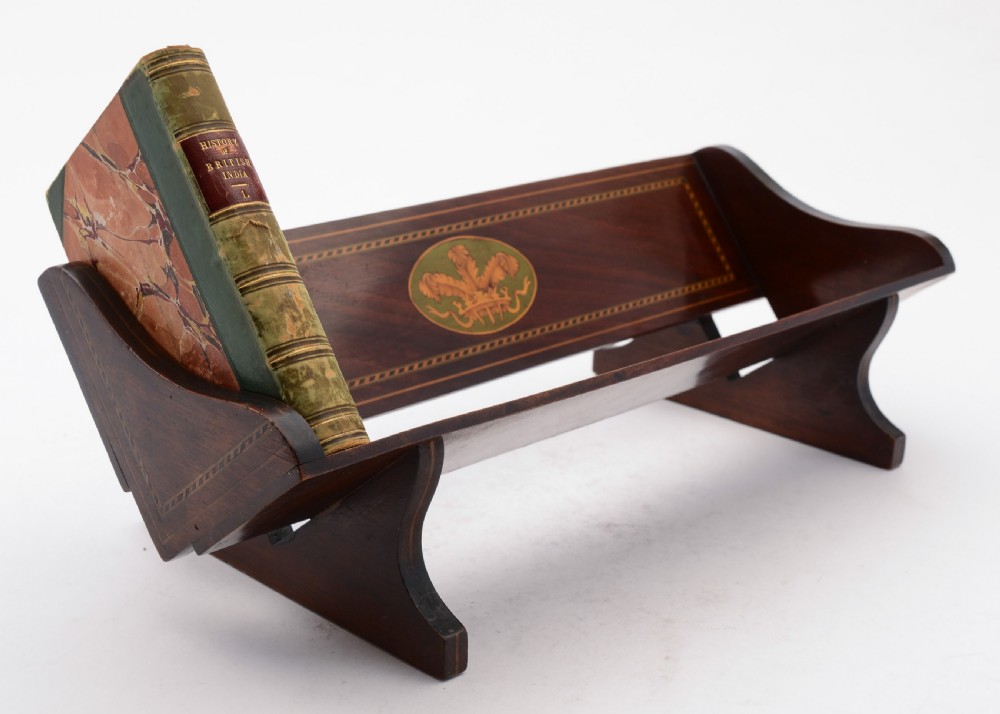 Wonderful Edwardian Mahogany Inlaid Book Trough, Circa 1905 View V