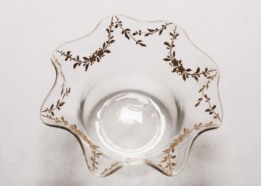 Gorgeous Set of 10 French Gilded Glass Bowls, Circa 1900 View V