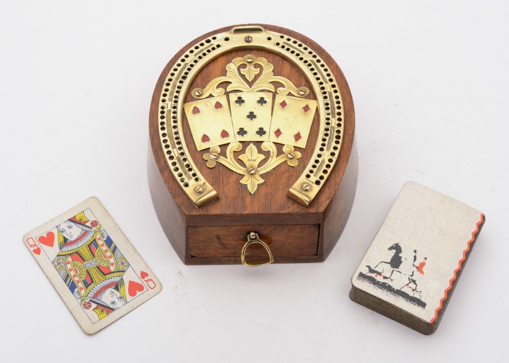 Nice Victorian Oak and Brass Cribbage Board, Circa 1890 View II