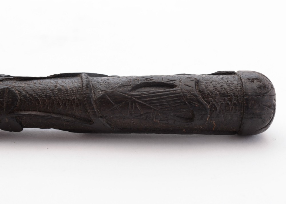 Grand Irish Bog Oak Handled Magnifying Glass, Circa 1900 View III