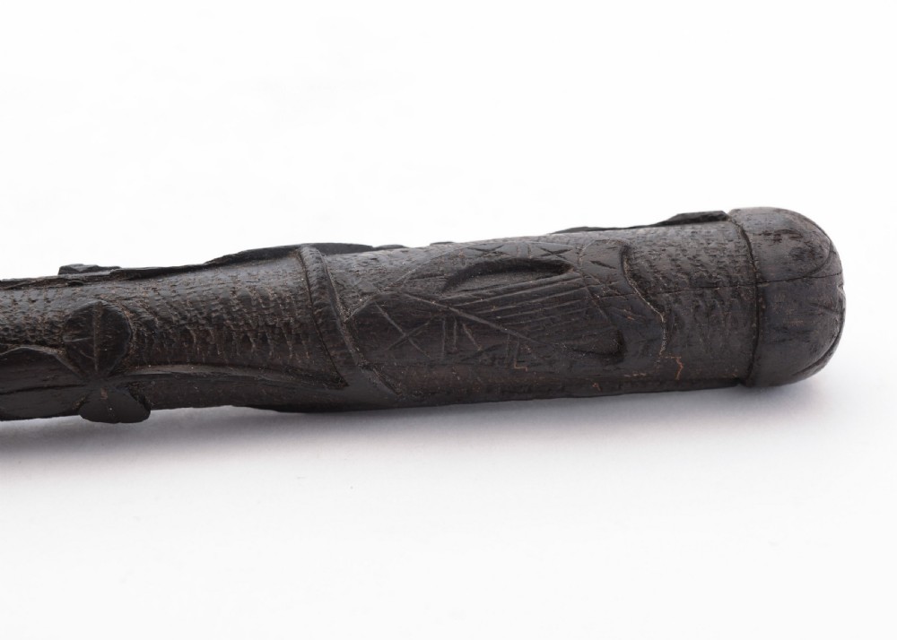 Grand Irish Bog Oak Handled Magnifying Glass, Circa 1900 View IV