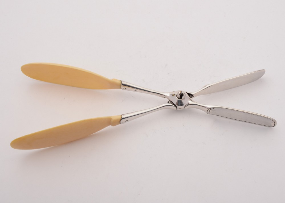 Superb Christofle Ivory and Silver Plated Salad Servers, Circa 1900 View II