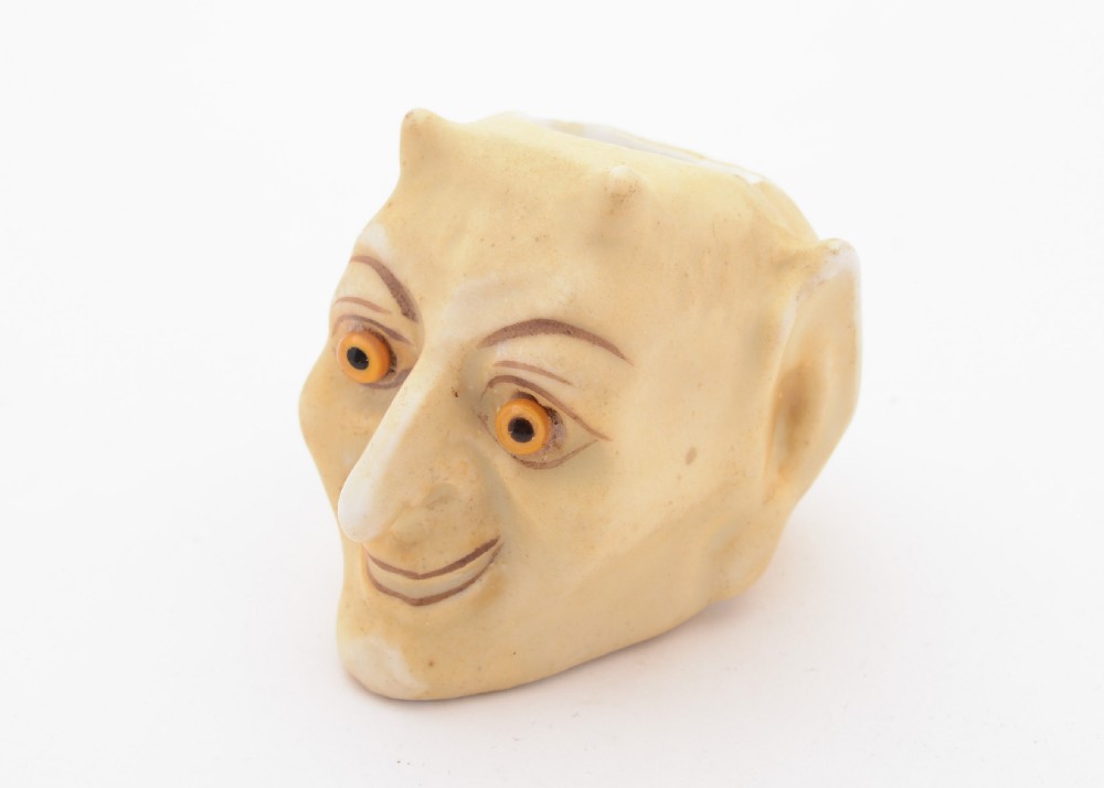 Unusual German Porcelain Devil's Head Matchstriker, Circa 1910 View II