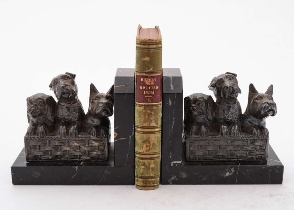 Cute Pair of French Art Deco Dog Bookends, Circa 1930