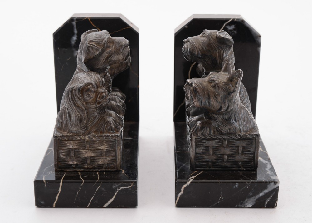 Cute Pair of French Art Deco Dog Bookends, Circa 1930 View IV