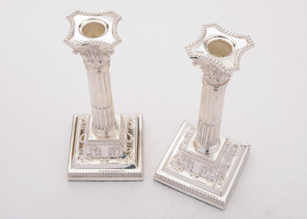 Good Pair of Edwardian Silver Plated Candlesticks, Circa 1905 View IV
