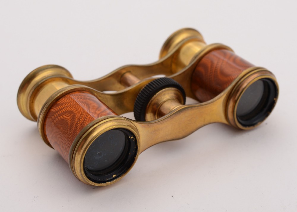 Fabulous Edwardian Guilloche Enamel Opera Glasses, Circa 1905 