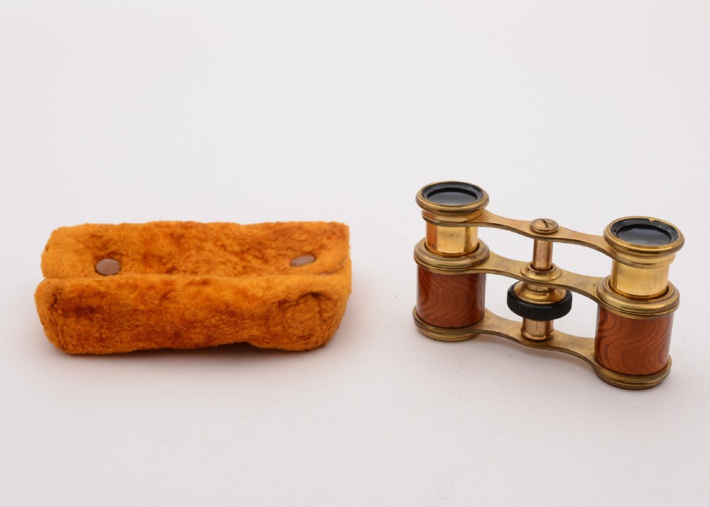 Fabulous Edwardian Guilloche Enamel Opera Glasses, Circa 1905  View II