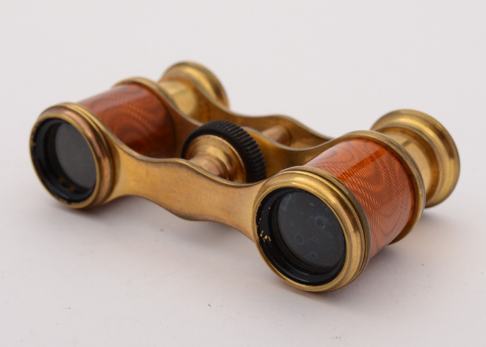 Fabulous Edwardian Guilloche Enamel Opera Glasses, Circa 1905  View III
