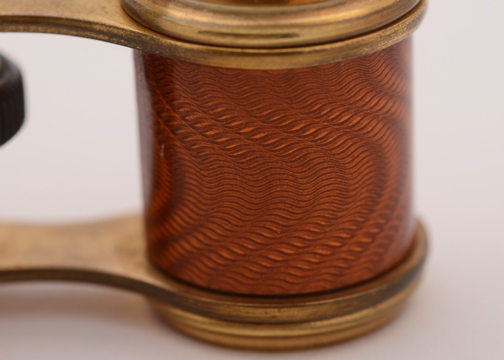Fabulous Edwardian Guilloche Enamel Opera Glasses, Circa 1905  View V