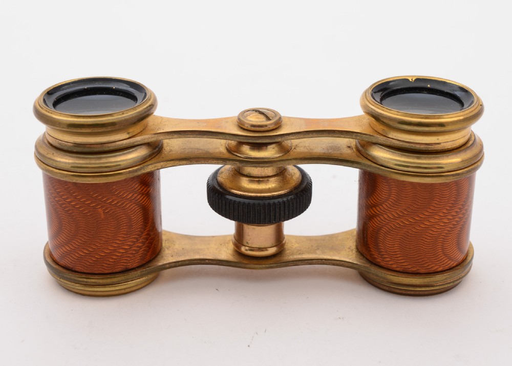 Fabulous Edwardian Guilloche Enamel Opera Glasses, Circa 1905  View VI