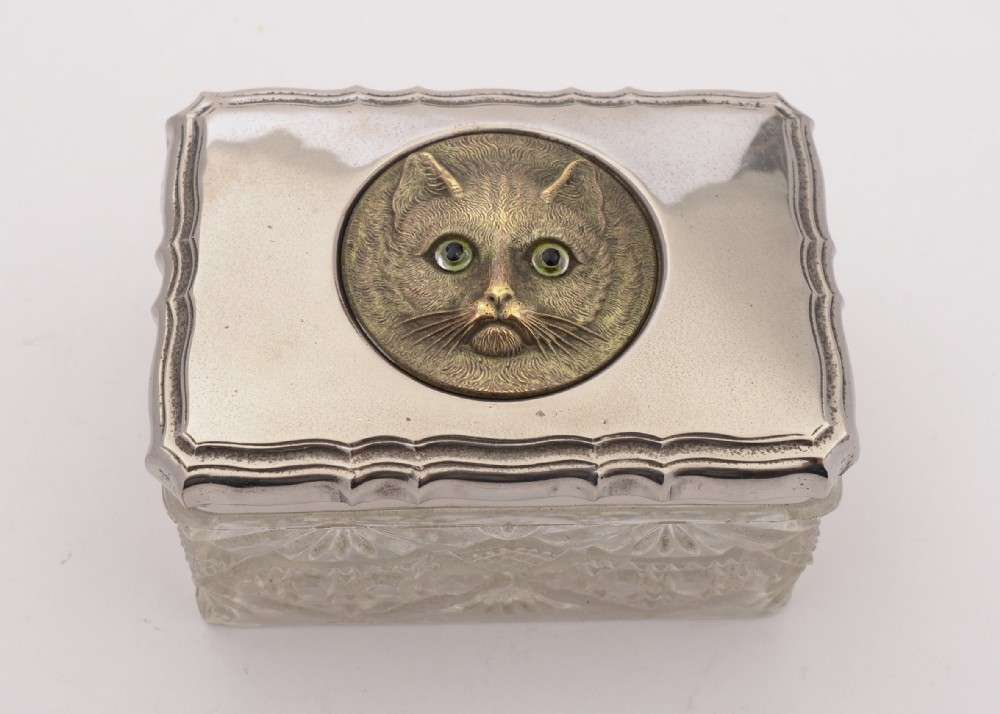 Nice Trinket Box with Cat Face Lid, 1911