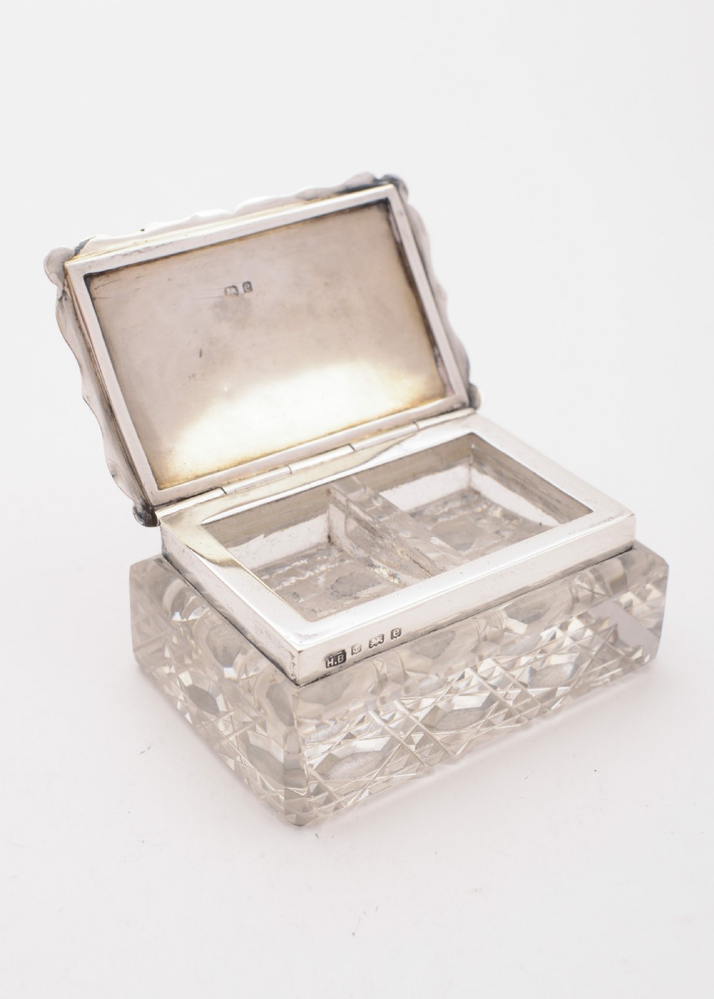 Wonderful Edwardian Silver Topped Stamp Box, Birmingham 1904