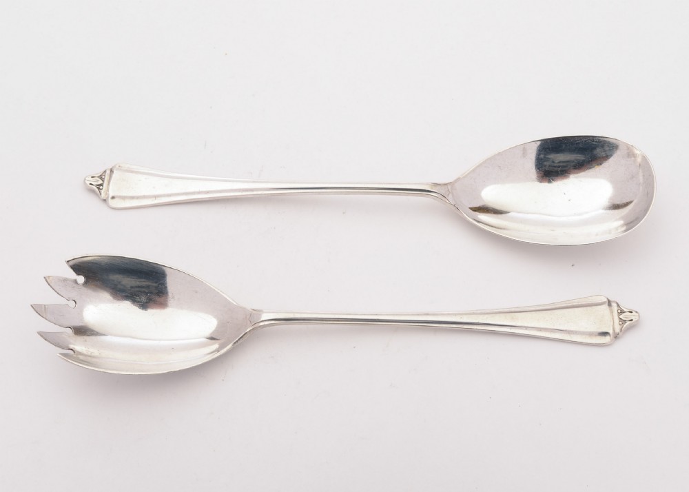 Superb Pair of Art Deco Silver Salad Servers, 1937