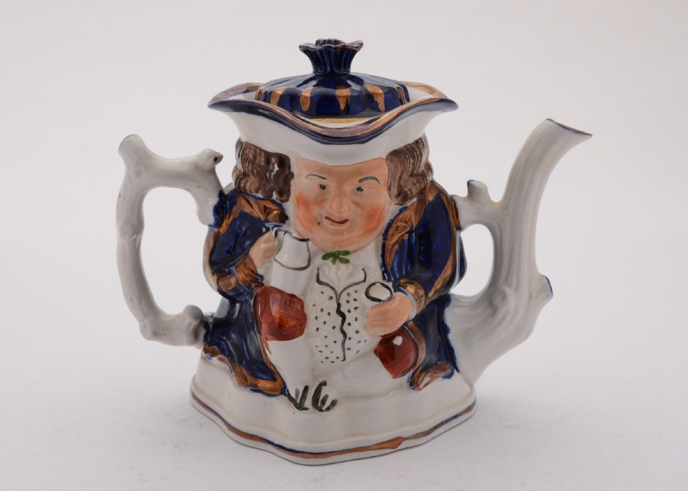 Lovely Toby Style Staffordshire China Teapot, Circa 1890
