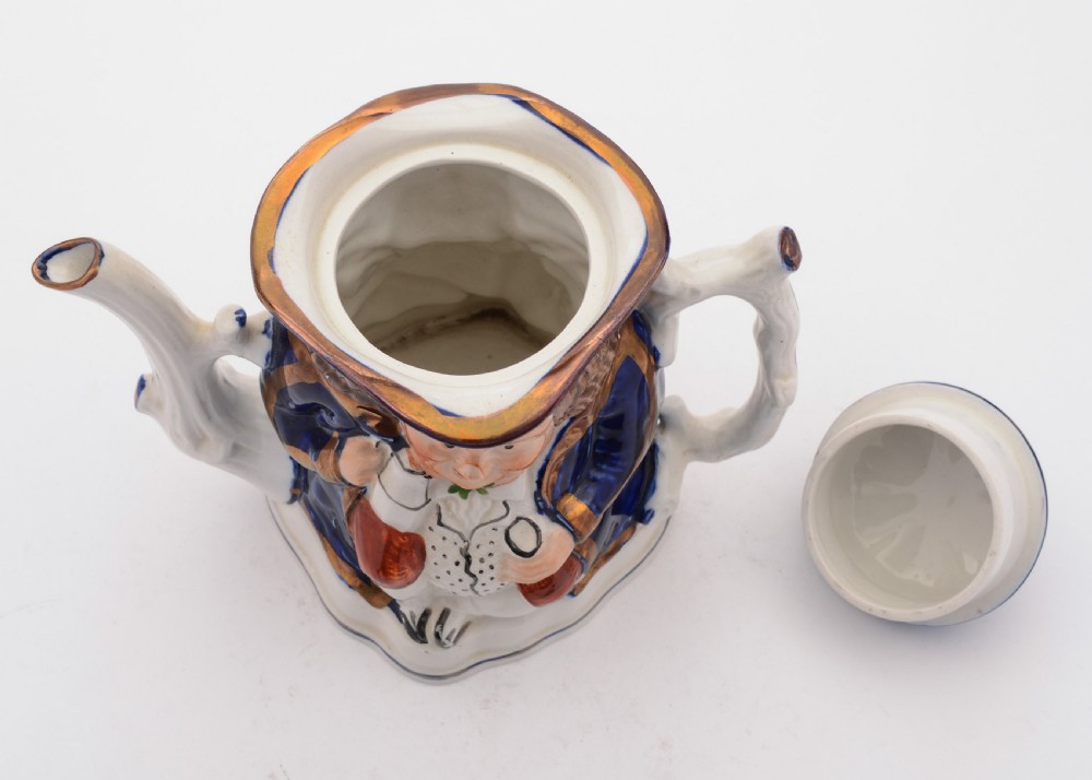 Lovely Toby Style Staffordshire China Teapot, Circa 1890 View III