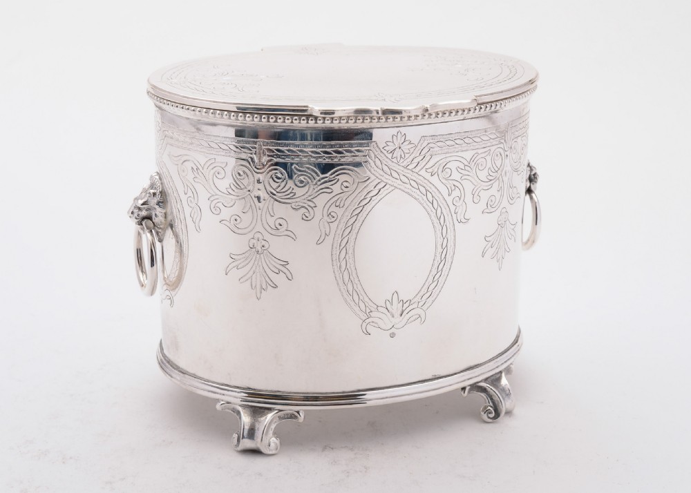 Wonderful Victorian Oval Silver Plated Biscuit Box, Circa 1890