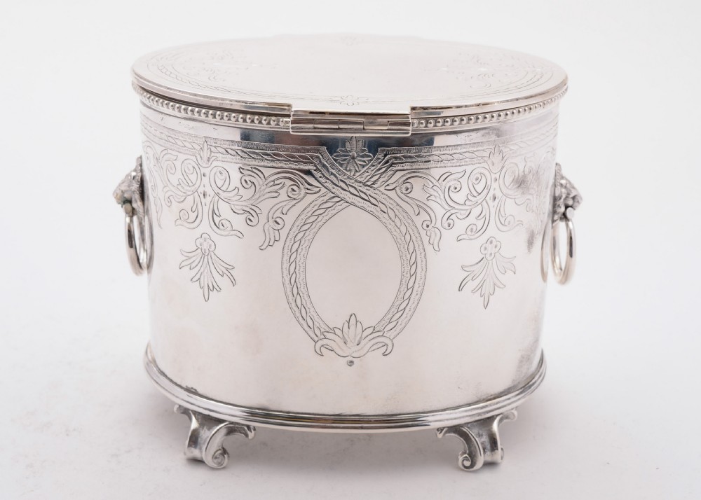 Wonderful Victorian Oval Silver Plated Biscuit Box, Circa 1890 View IV