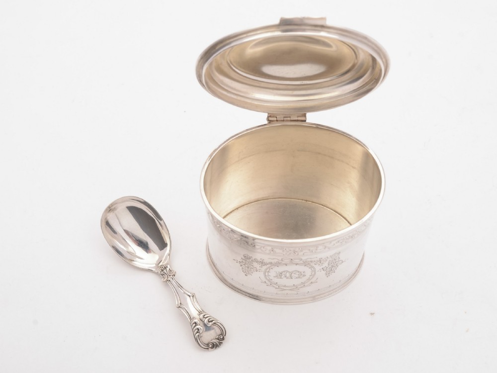 Good Victorian Tea Caddy With Spoon, Circa 1890 View VII