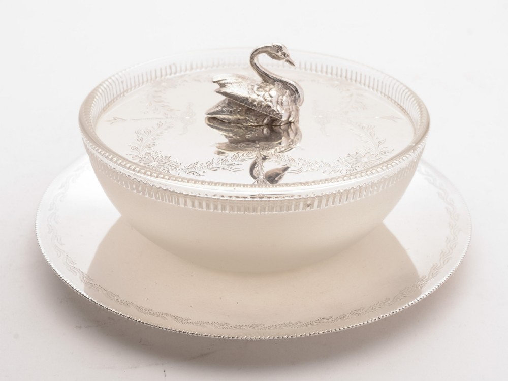 Gorgeous Victorian Glass and Silver Plated Butter Dish